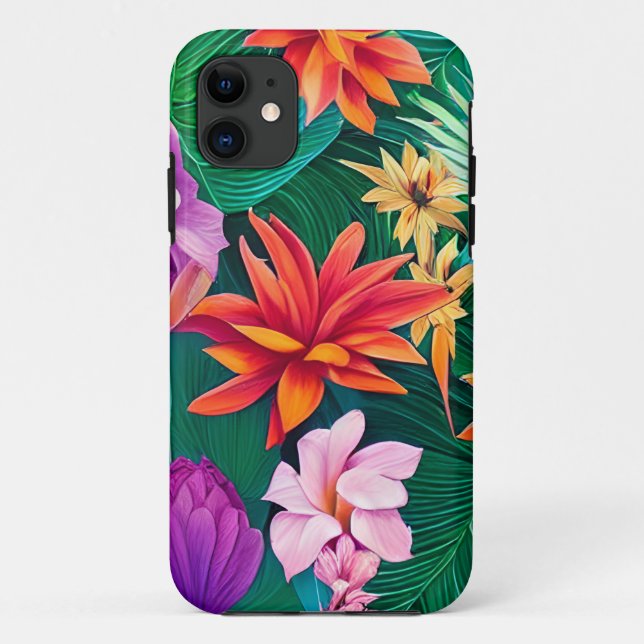 Colorful Tropical Flowers Pattern  Case-Mate iPhone Case (Back)