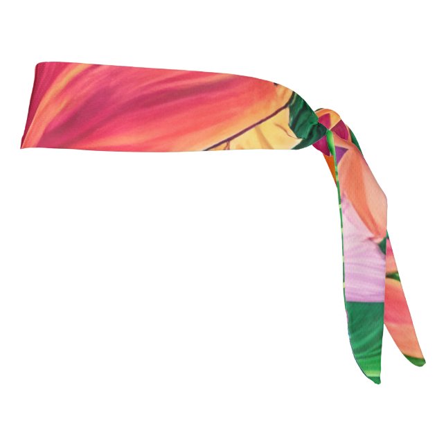 Colorful Tropical Flowers Pattern  Tie Headband (Rotate 90)