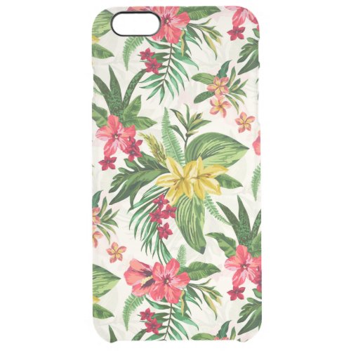 Colorful Tropical Flowers Pattern Clear iPhone 6 Plus Case