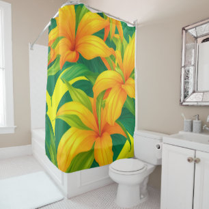 Colorful Tropical Flowers Shower Curtain
