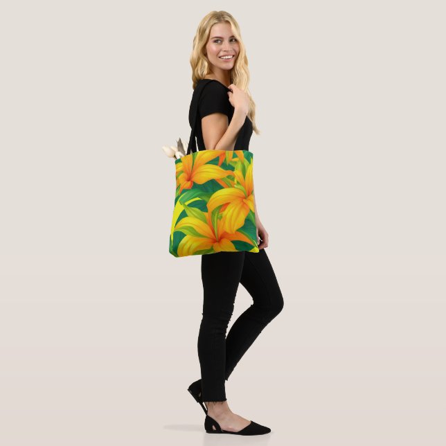 Colorful Tropical Flowers Tote Bag (On Model)