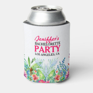 Colorful Tropical Flowers Watercolors Can Cooler