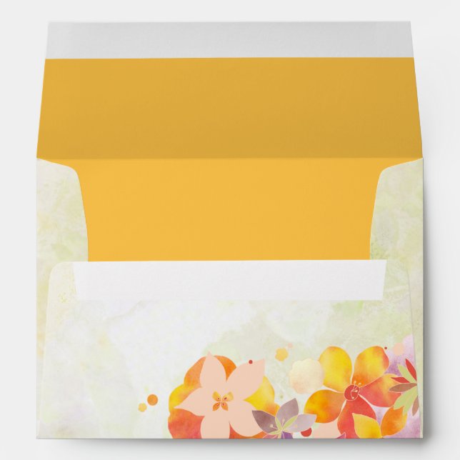 Colorful Tropical Flowers Wedding Envelope (Back (Bottom))