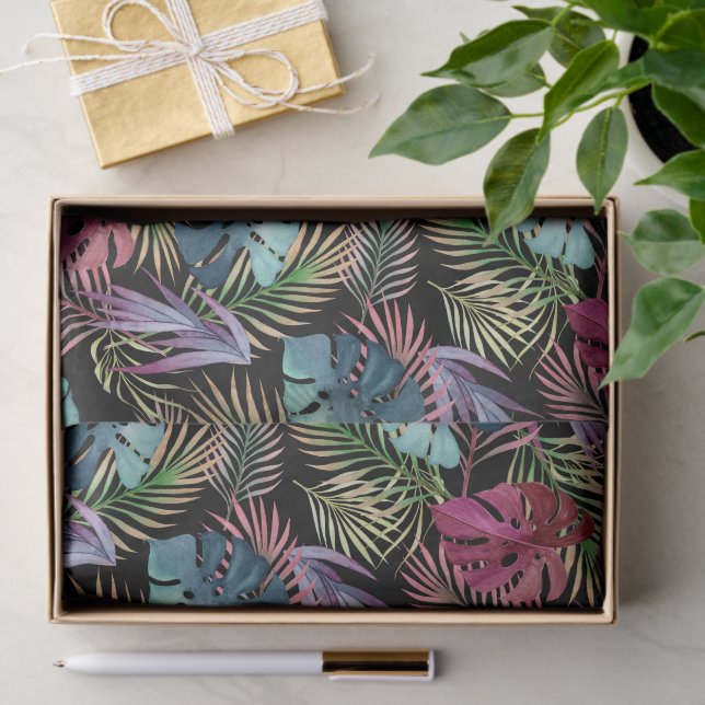 Colorful Tropical Foliage Botanical Pattern Tissue Paper (Gift)