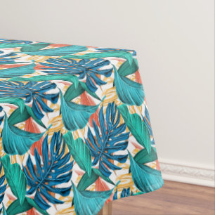 Colorful Tropical Foliage Leaves Rectangle Tablecloth