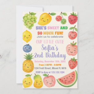Colorful Tropical Fruit Birthday Invitation