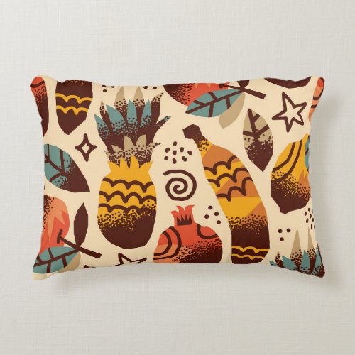 Colorful Tropical Fruit Mix Pattern Accent Pillow