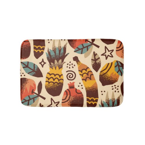 Colorful Tropical Fruit Mix Pattern Bath Mat