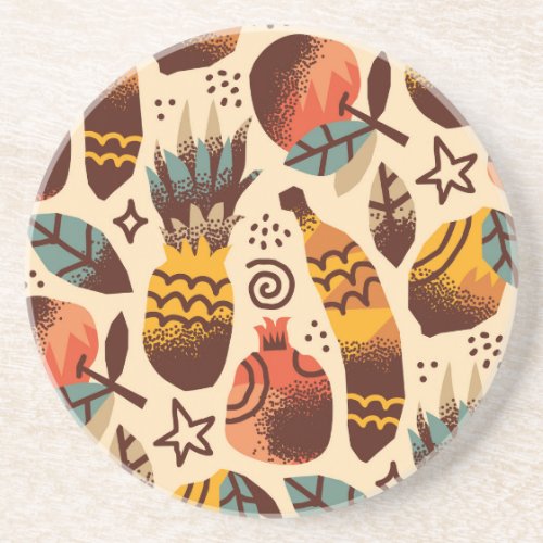Colorful Tropical Fruit Mix Pattern Coaster
