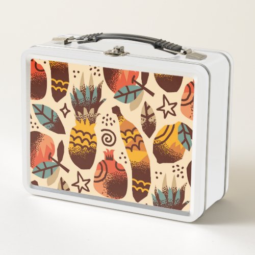 Colorful Tropical Fruit Mix Pattern Metal Lunch Box