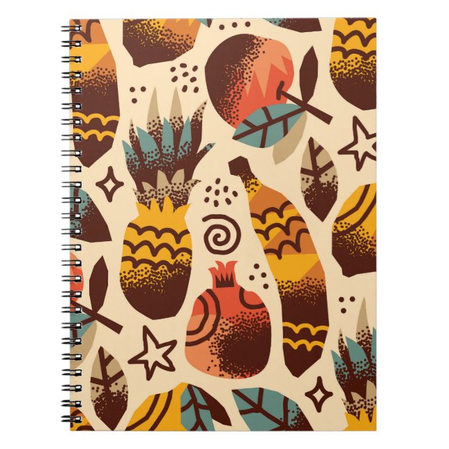 Colorful Tropical Fruit Mix Pattern Notebook (Front)