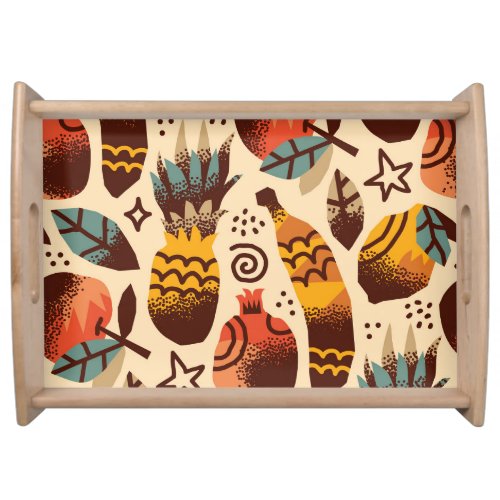 Colorful Tropical Fruit Mix Pattern Serving Tray