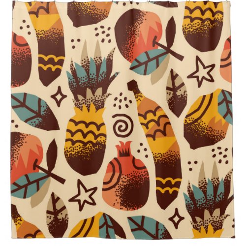 Colorful Tropical Fruit Mix Pattern Shower Curtain