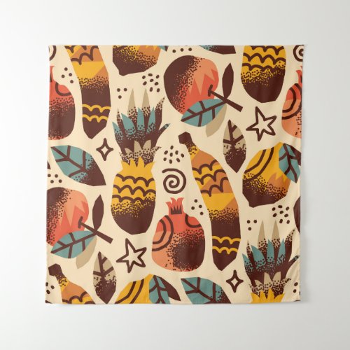 Colorful Tropical Fruit Mix Pattern Tapestry