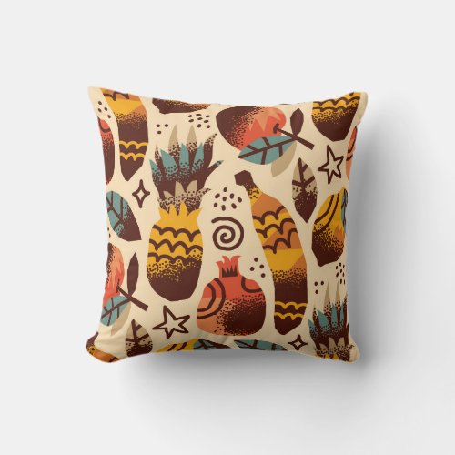 Colorful Tropical Fruit Mix Pattern Throw Pillow