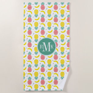 Colorful Tropical Fruit Pattern Beach Towel