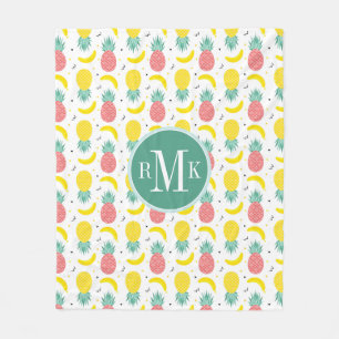 Colorful Tropical Fruit Pattern Fleece Blanket