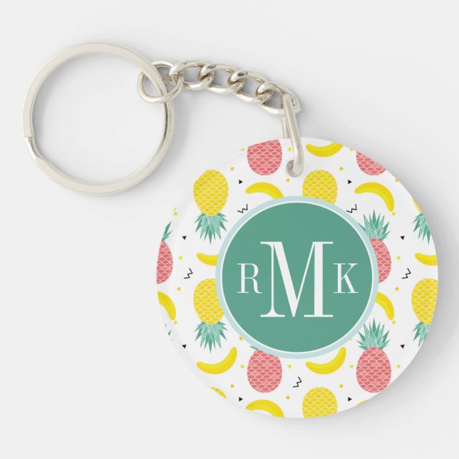 Colorful Tropical Fruit Pattern Keychain (Front)