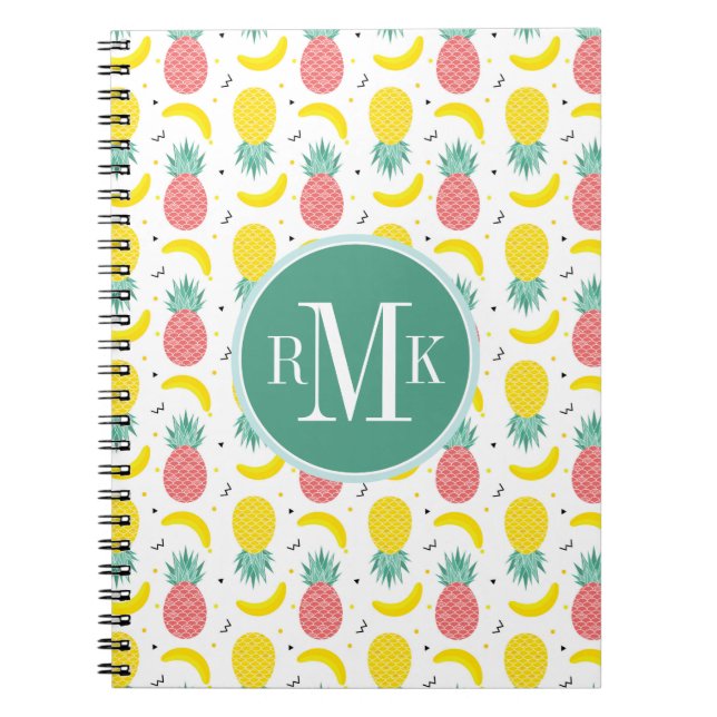 Colorful Tropical Fruit Pattern Notebook (Front)
