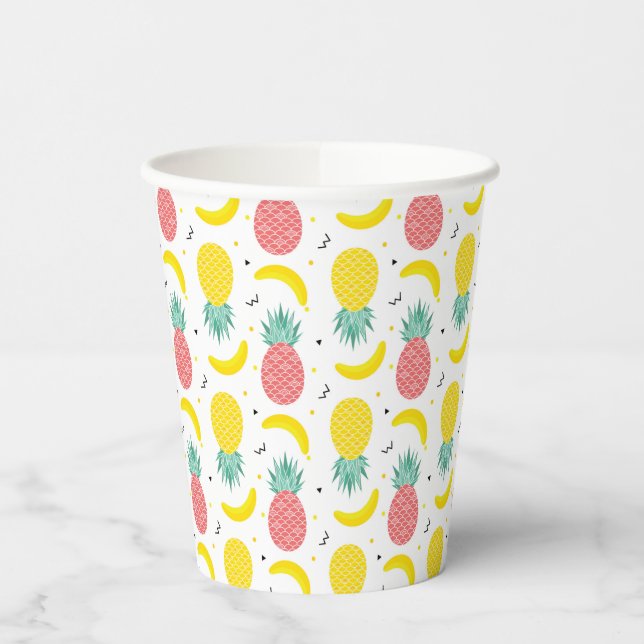 Colorful Tropical Fruit Pattern Paper Cups (Left)