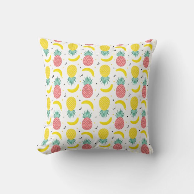 Colorful Tropical Fruit Pattern Throw Pillow (Front)