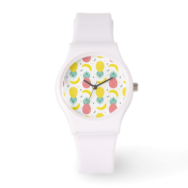 Colorful Tropical Fruit Pattern Watch (Front)