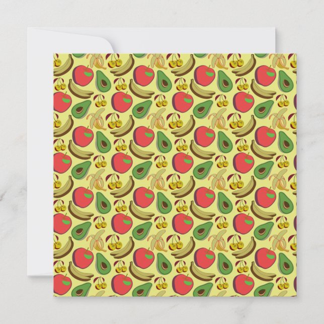 Colorful tropical fruit seamless pattern card (Front)