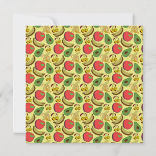 Colorful tropical fruit seamless pattern card