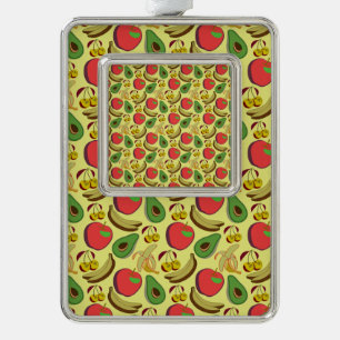 Colorful tropical fruit seamless pattern christmas ornament