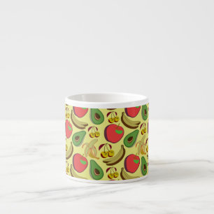 Colorful tropical fruit seamless pattern espresso cup