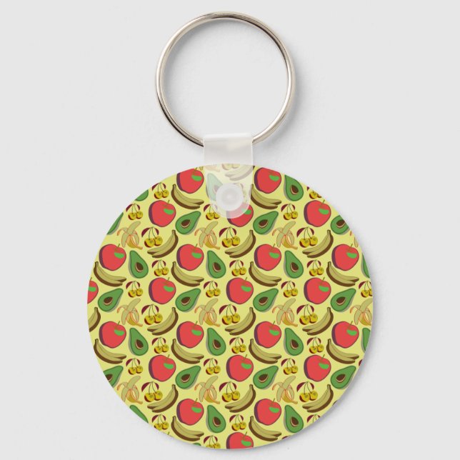 Colorful tropical fruit seamless pattern keychain (Front)