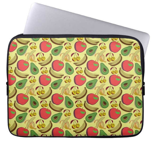 Colorful tropical fruit seamless pattern laptop sleeve (Front)