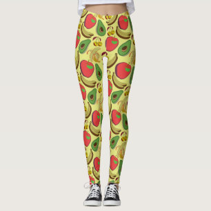 Colorful tropical fruit seamless pattern leggings