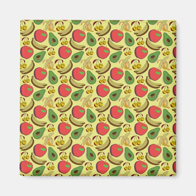 Colorful tropical fruit seamless pattern magnet (Front)