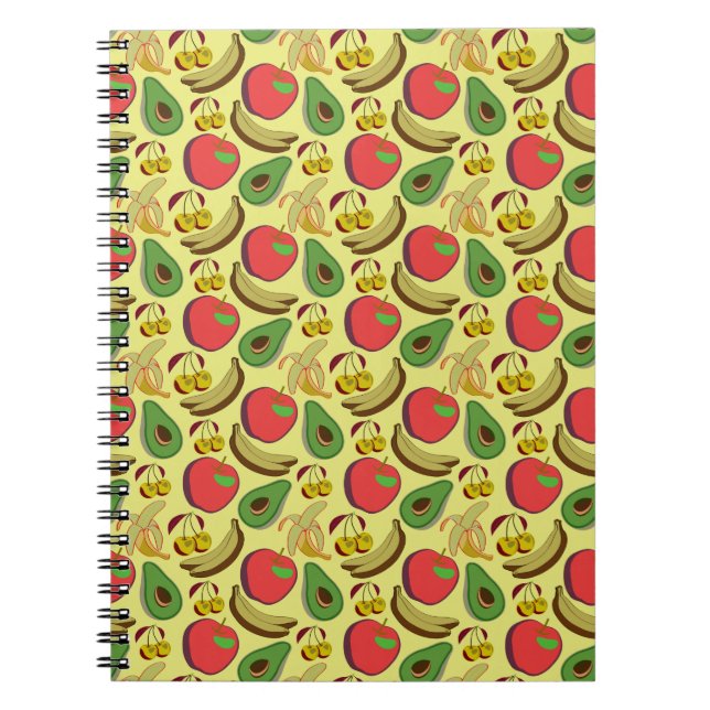 Colorful tropical fruit seamless pattern notebook (Front)
