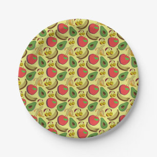 Colorful tropical fruit seamless pattern paper plates