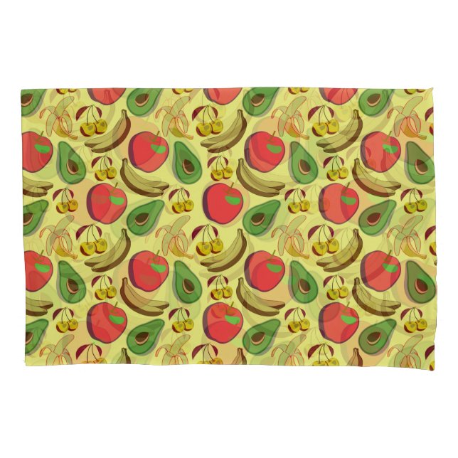 Colorful tropical fruit seamless pattern pillow case (Front-Left)