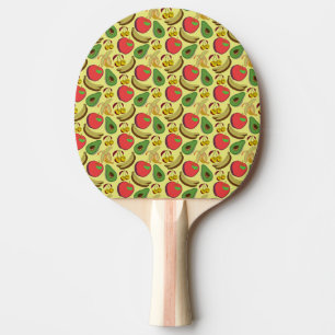 Colorful tropical fruit seamless pattern ping pong paddle