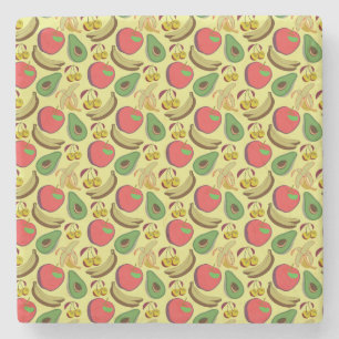 Colorful tropical fruit seamless pattern stone coaster
