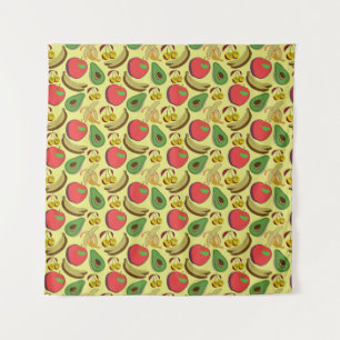 Colorful tropical fruit seamless pattern tapestry