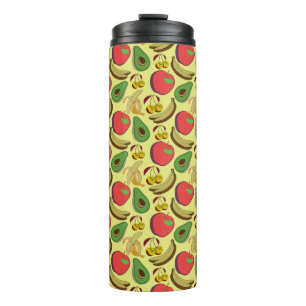 Colorful tropical fruit seamless pattern thermal tumbler