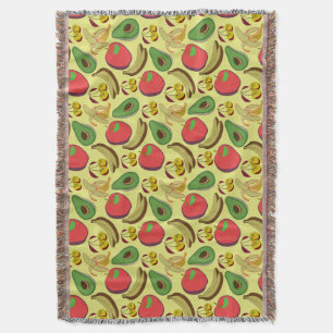 Colorful tropical fruit seamless pattern throw blanket