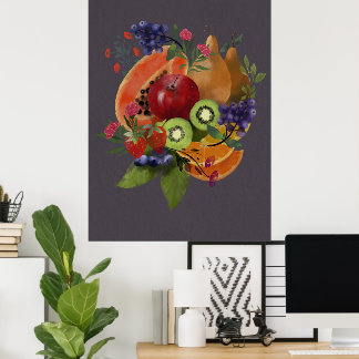 Colorful Tropical fruit - still life - fruit art Poster
