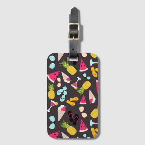 Colorful tropical fruit vacation luggage tag