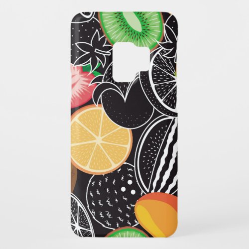 Colorful tropical fruits black background Case_Mate samsung galaxy s9 case