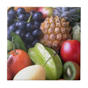 Colorful tropical fruits ceramic tile