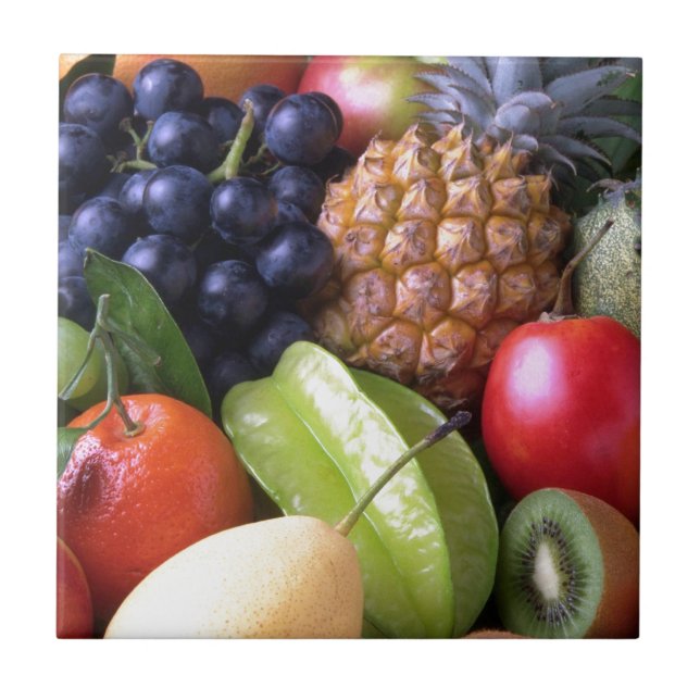 Colorful tropical fruits ceramic tile (Front)