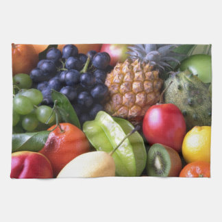 Colorful tropical fruits kitchen towel
