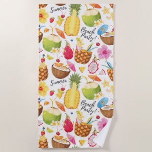 Colorful Tropical Fruits Summer Pool Beach Towel