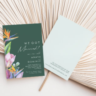 Colorful Tropical Green Elopement Announcement